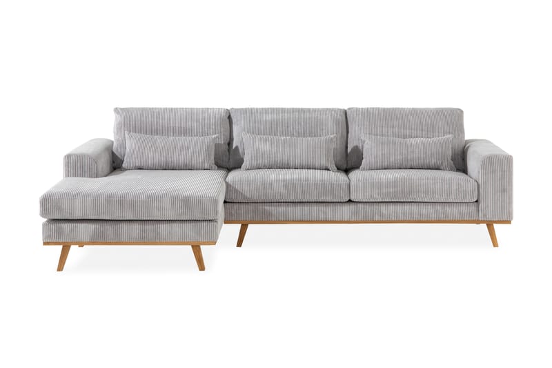 Copenhagen 4-seters Venstrevendt L-formet Divansofa i Manchester - Lys grå - Møbler - Sofaer - Sofa med sjeselong