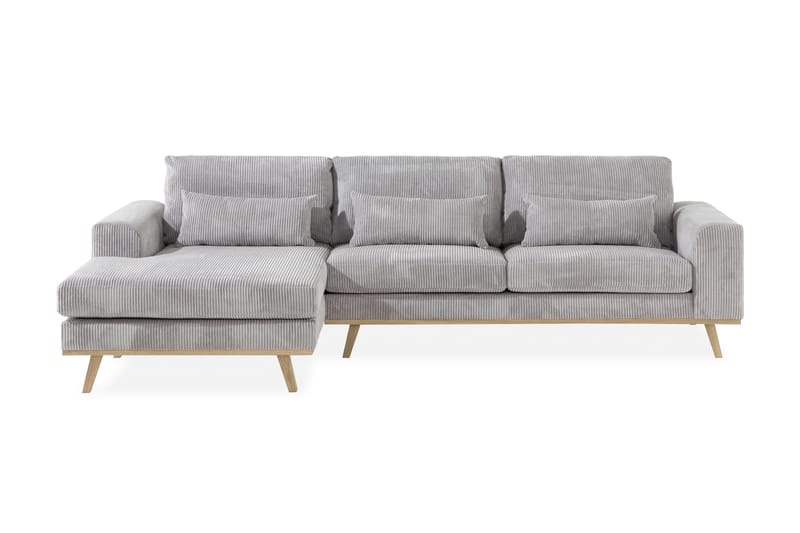 Copenhagen 4-seters Venstrevendt L-formet Divansofa i Manchester - Lys grå - Møbler - Sofaer - Sofa med sjeselong