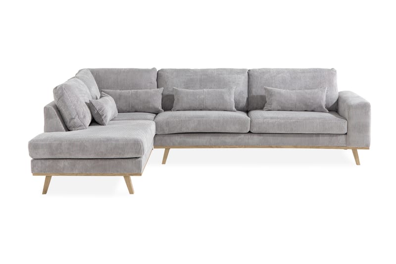 Copenhagen 4-seters Venstrevendt L-formet Divansofa i Manchester - Lys grå - Møbler - Sofaer - Sofa med sjeselong