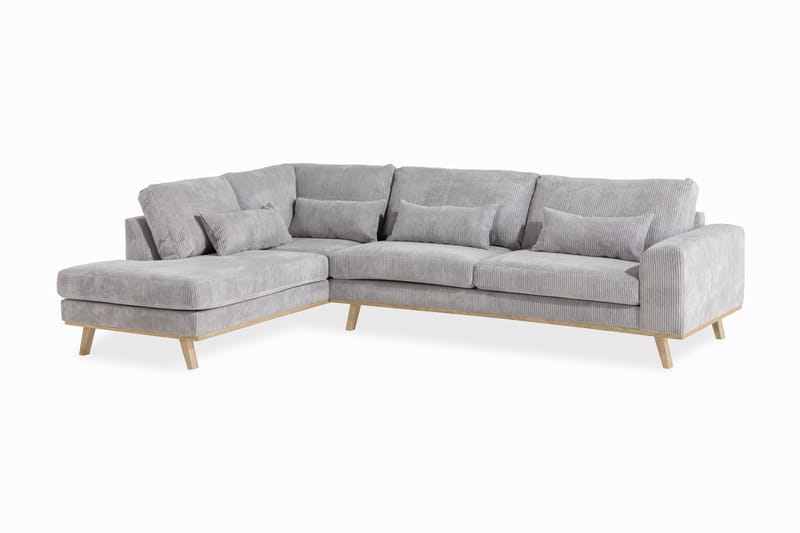 Copenhagen 4-seters Venstrevendt L-formet Divansofa i Manchester - Lys grå - Møbler - Sofaer - Sofa med sjeselong