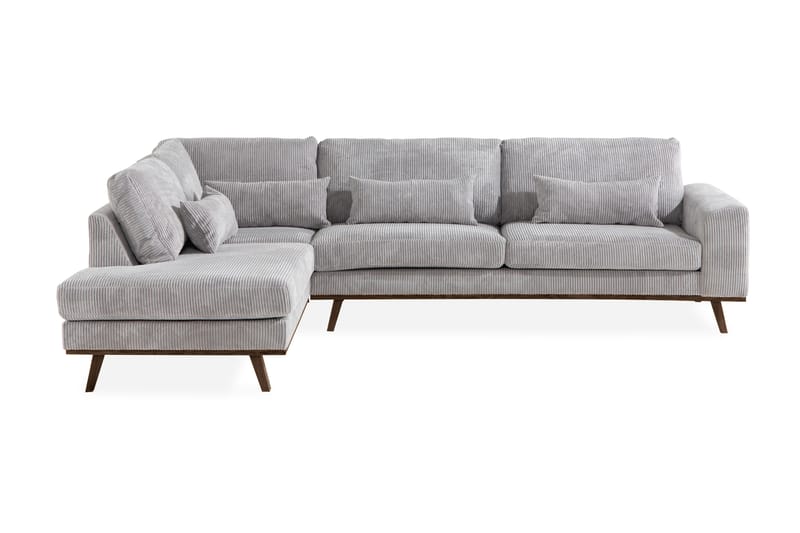 Copenhagen 4-seters Venstrevendt L-formet Divansofa i Manchester - Lys grå - Møbler - Sofaer - Sofa med sjeselong