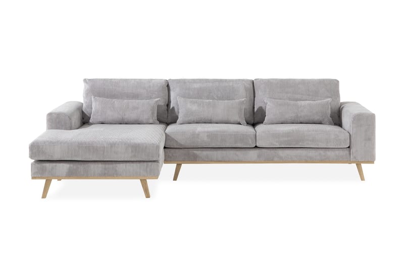 Copenhagen 4-seters Venstrevendt L-formet Divansofa i Manchester - Lys grå - Møbler - Sofaer - Sofa med sjeselong