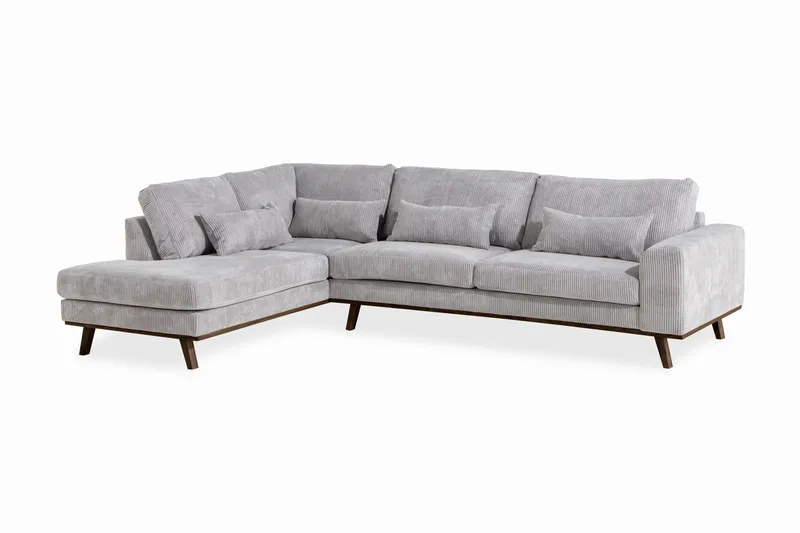 Copenhagen 4-seters Venstrevendt L-formet Divansofa i Manchester - Lys grå - Møbler - Sofaer - Sofa med sjeselong