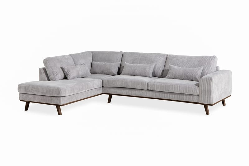 Copenhagen 4-seters Venstrevendt L-formet Divansofa i Manchester - Lys grå - Møbler - Sofaer - Sofa med sjeselong
