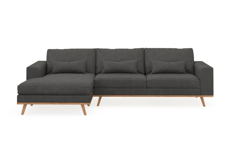 Copenhagen 4-seters Venstrevendt L-formet Divansofa i Manchester - Mørk grå - Møbler - Sofaer - Sofa med sjeselong