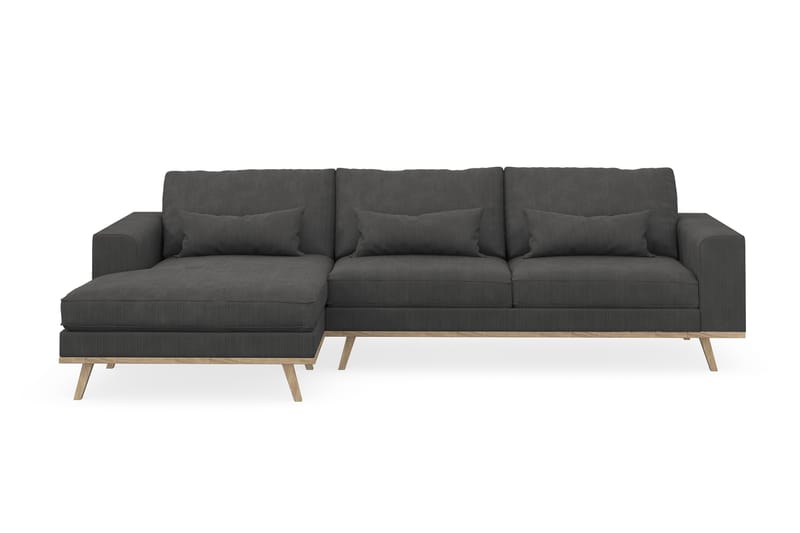 Copenhagen 4-seters Venstrevendt L-formet Divansofa i Manchester - Mørk grå - Møbler - Sofaer - Sofa med sjeselong