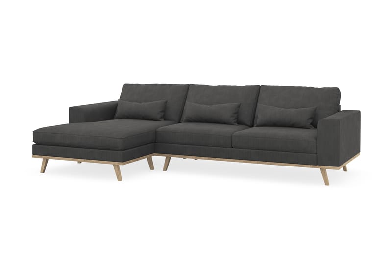 Copenhagen 4-seters Venstrevendt L-formet Divansofa i Manchester - Mørk grå - Møbler - Sofaer - Sofa med sjeselong