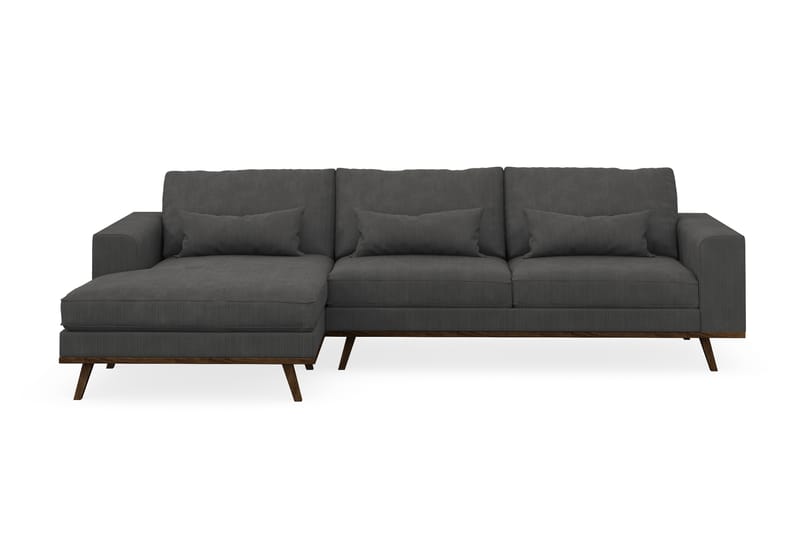 Copenhagen 4-seters Venstrevendt L-formet Divansofa i Manchester - Mørk grå - Møbler - Sofaer - Sofa med sjeselong