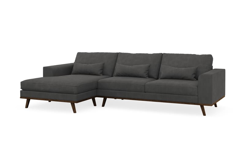 Copenhagen 4-seters Venstrevendt L-formet Divansofa i Manchester - Mørk grå - Møbler - Sofaer - Sofa med sjeselong