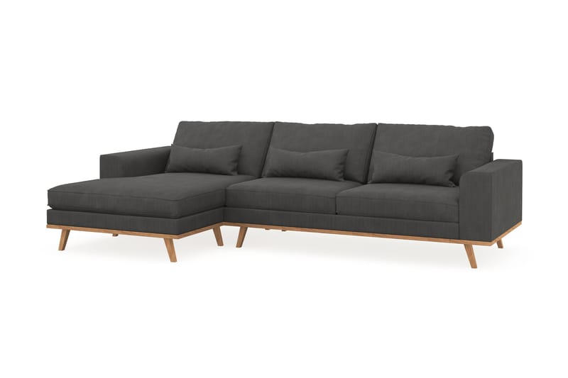 Copenhagen 4-seters Venstrevendt L-formet Divansofa i Manchester - Mørk grå - Møbler - Sofaer - Sofa med sjeselong