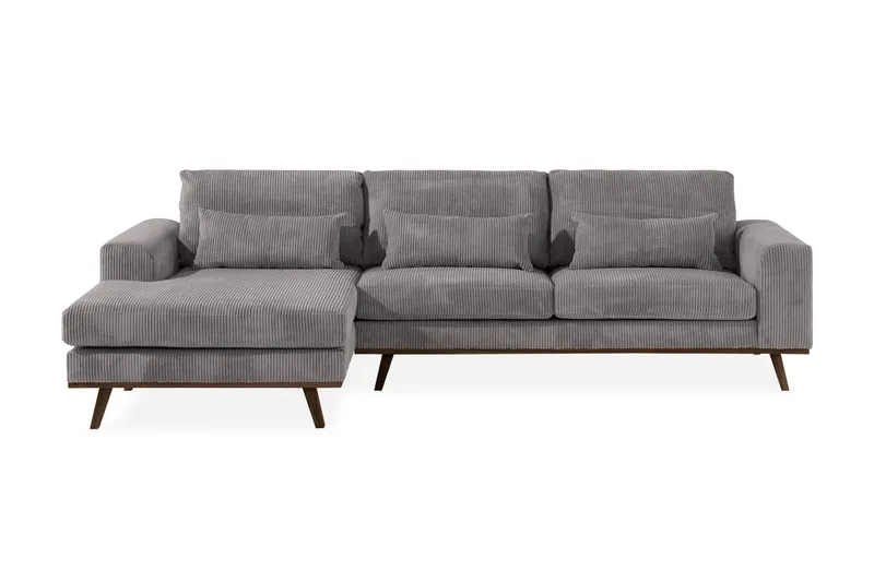 Copenhagen 4-seters Venstrevendt L-formet Divansofa i Manchester - Mørk grå - Møbler - Sofaer - Sofa med sjeselong