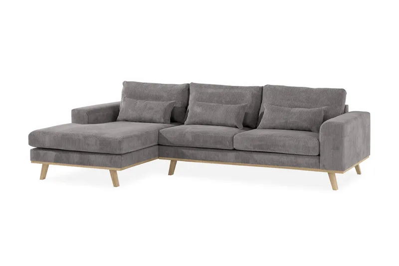 Copenhagen 4-seters Venstrevendt L-formet Divansofa i Manchester - Mørk grå - Møbler - Sofaer - Sofa med sjeselong