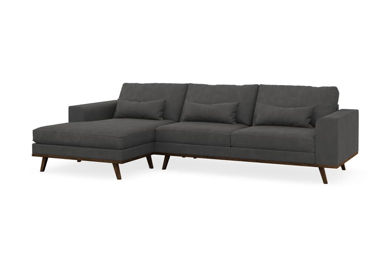 Copenhagen 4-seters Venstrevendt L-formet Divansofa i Manchester - Mørk grå - Møbler - Sofaer - Sofa med sjeselong