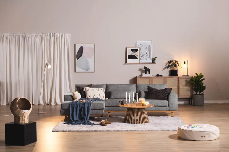 Copenhagen 4-seters Venstrevendt L-formet Divansofa i Manchester - Mørk grå - Møbler - Sofaer - Sofa med sjeselong