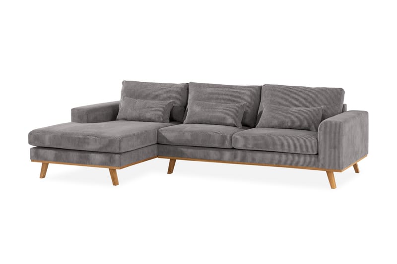 Copenhagen 4-seters Venstrevendt L-formet Divansofa i Manchester - Mørk grå - Møbler - Sofaer - Sofa med sjeselong