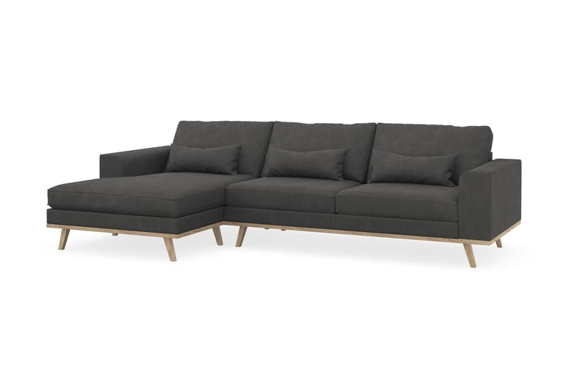 Copenhagen 4-seters Venstrevendt L-formet Divansofa i Manchester - Mørk grå - Møbler - Sofaer - Sofa med sjeselong