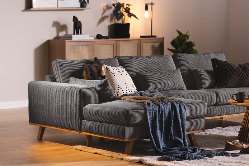 Copenhagen 4-seters Venstrevendt L-formet Divansofa i Manchester - Mørk grå - Møbler - Sofaer - Sofa med sjeselong