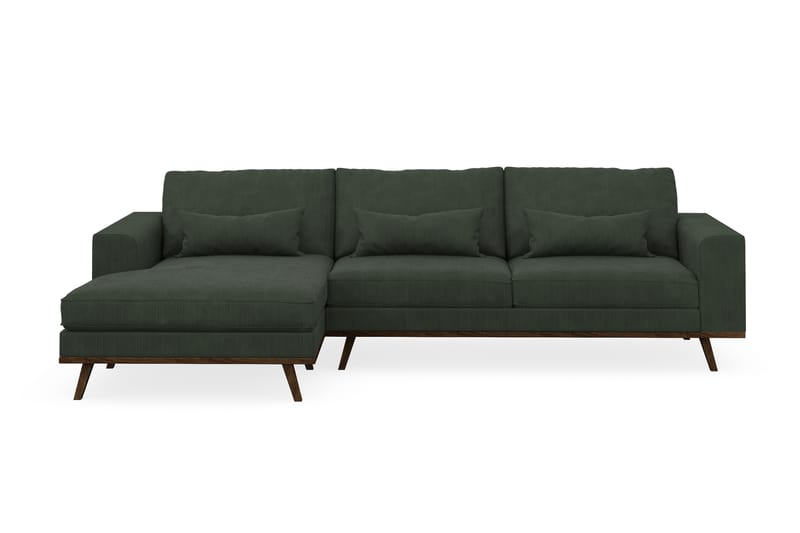 Copenhagen 4-seters Venstrevendt L-formet Divansofa i Manchester - Mørk grønn - Møbler - Sofaer - Sofa med sjeselong
