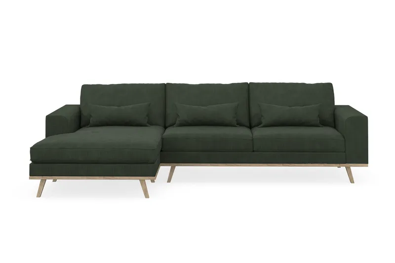 Copenhagen 4-seters Venstrevendt L-formet Divansofa i Manchester - Mørk grønn - Møbler - Sofaer - Sofa med sjeselong