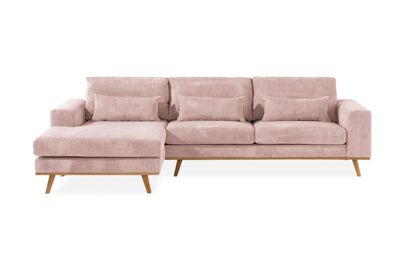 Copenhagen 4-seters Venstrevendt L-formet Divansofa i Manchester - Rosa - Møbler - Sofaer - Sofa med sjeselong