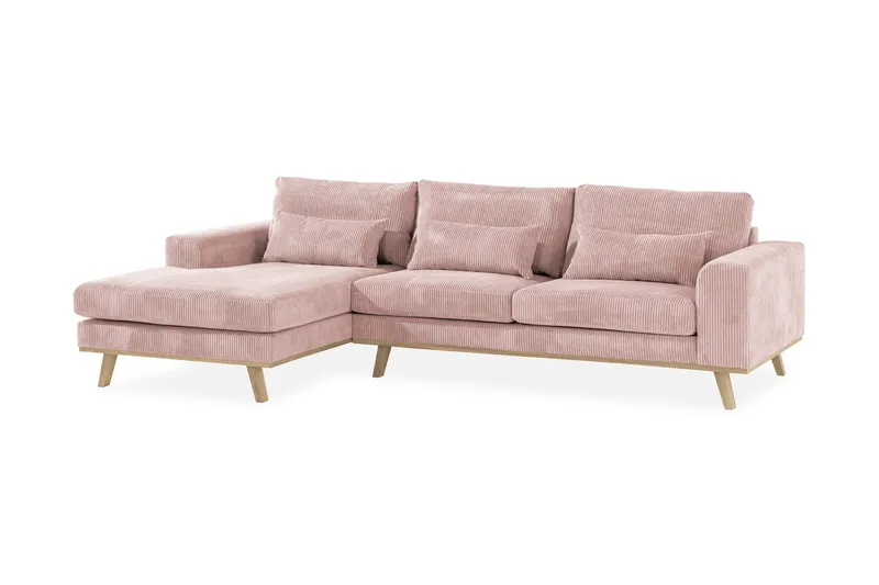 Copenhagen 4-seters Venstrevendt L-formet Divansofa i Manchester - Rosa - Møbler - Sofaer - Sofa med sjeselong