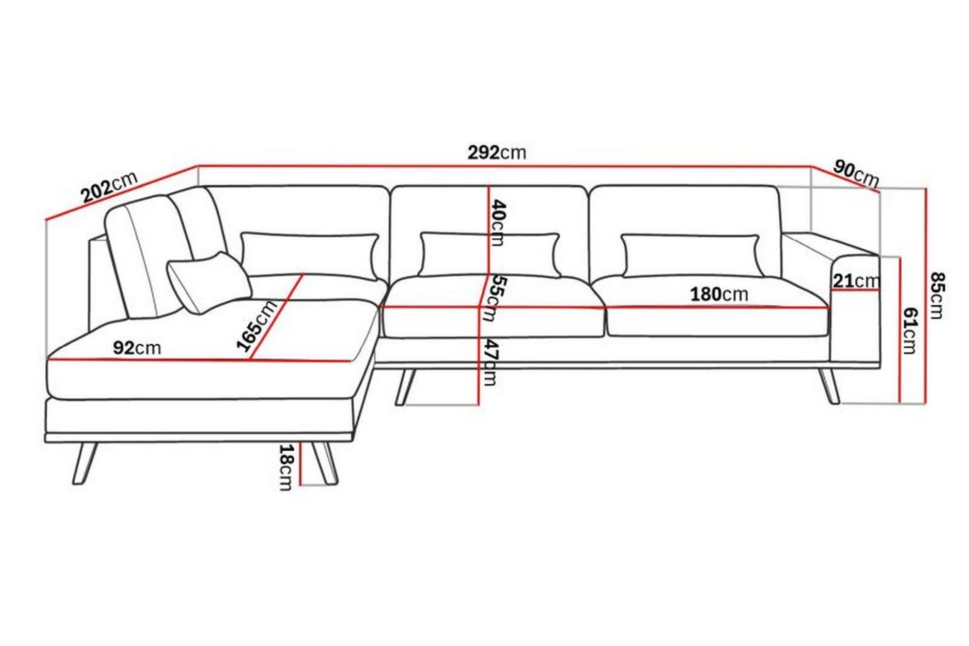 Copenhagen 4-seters Venstrevendt L-formet Divansofa i Manchester - Rosa - Møbler - Sofaer - Sofa med sjeselong