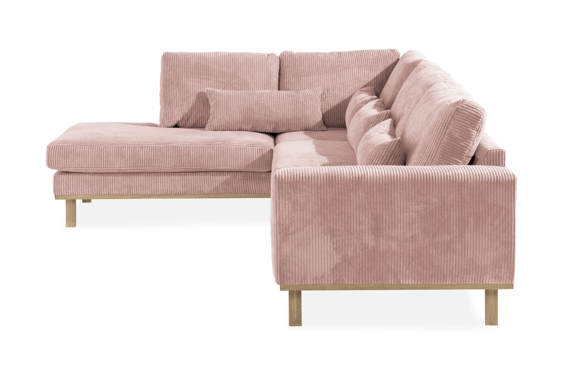 Copenhagen 4-seters Venstrevendt L-formet Divansofa i Manchester - Rosa - Møbler - Sofaer - Sofa med sjeselong
