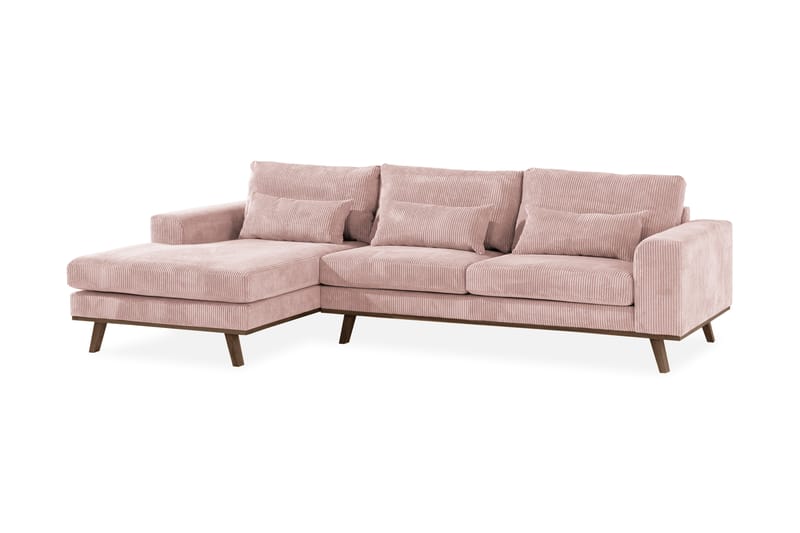 Copenhagen 4-seters Venstrevendt L-formet Divansofa i Manchester - Rosa - Møbler - Sofaer - Sofa med sjeselong
