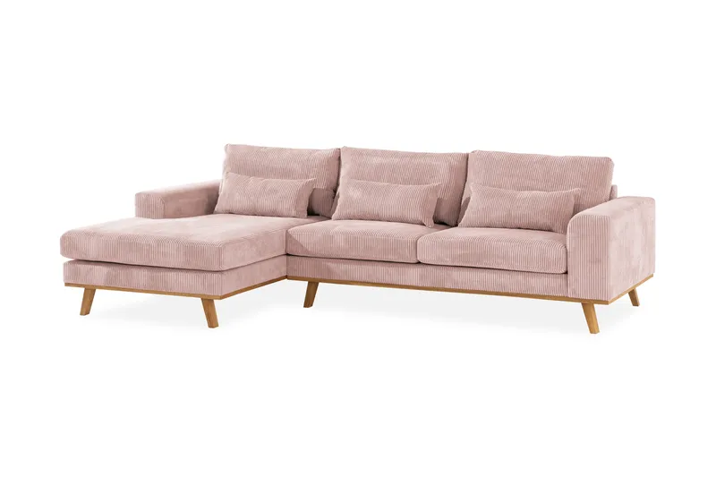 Copenhagen 4-seters Venstrevendt L-formet Divansofa i Manchester - Rosa - Møbler - Sofaer - Sofa med sjeselong
