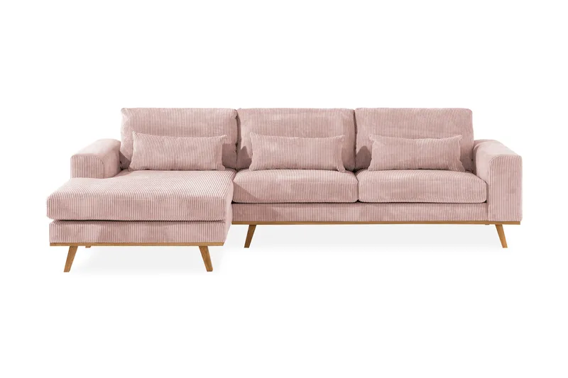 Copenhagen 4-seters Venstrevendt L-formet Divansofa i Manchester - Rosa - Møbler - Sofaer - Sofa med sjeselong