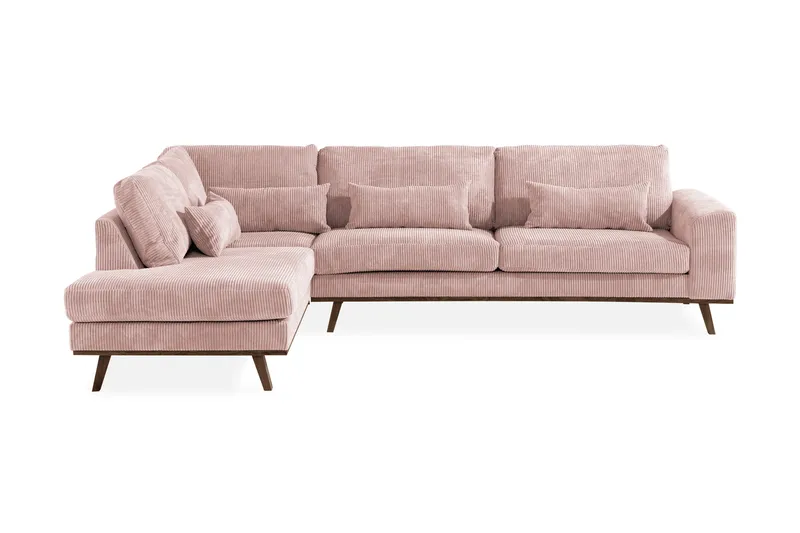 Copenhagen 4-seters Venstrevendt L-formet Divansofa i Manchester - Rosa - Møbler - Sofaer - Sofa med sjeselong