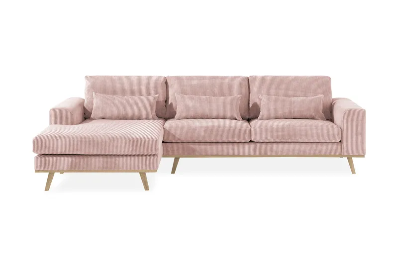 Copenhagen 4-seters Venstrevendt L-formet Divansofa i Manchester - Rosa - Møbler - Sofaer - Sofa med sjeselong