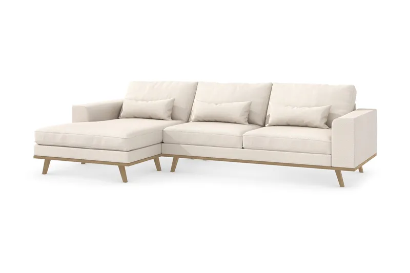 Copenhagen 4-seters Venstrevendt L-formet Divansofa i Stoff - Beige - Møbler - Sofaer - Sofa med sjeselong
