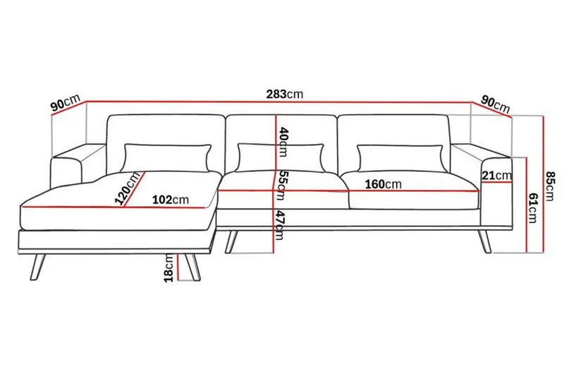 Copenhagen 4-seters Venstrevendt L-formet Divansofa i Stoff - Beige - Møbler - Sofaer - Sofa med sjeselong