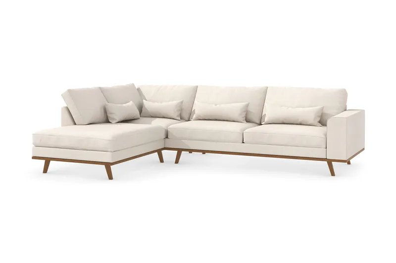 Copenhagen 4-seters Venstrevendt L-formet Divansofa i Stoff - Beige - Møbler - Sofaer - Sofa med sjeselong
