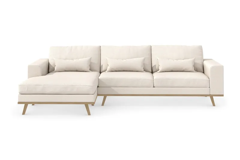 Copenhagen 4-seters Venstrevendt L-formet Divansofa i Stoff, Beige