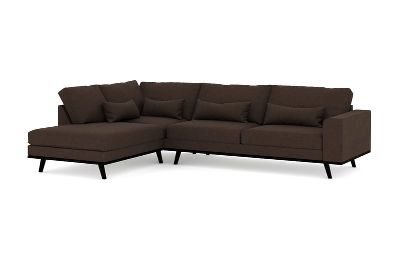 Copenhagen 4-seters Venstrevendt L-formet Divansofa i Stoff - Brun - Møbler - Sofaer - Sofa med sjeselong