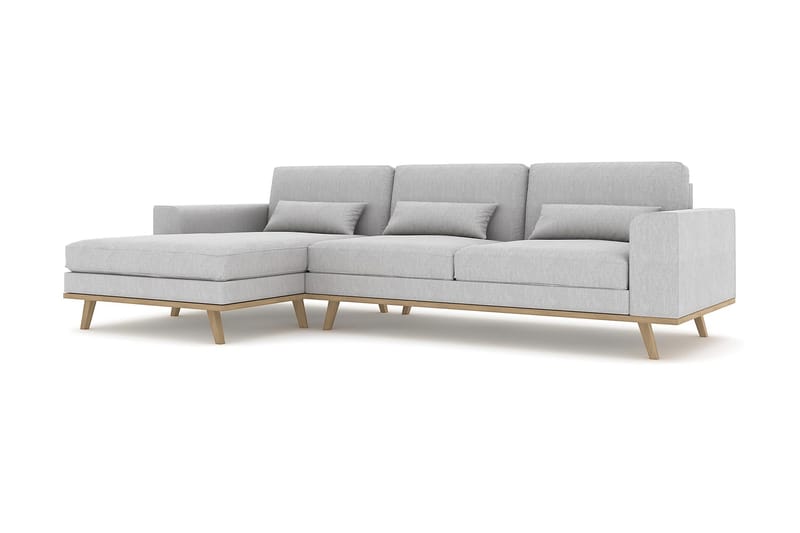 Copenhagen 4-seters Venstrevendt L-formet Divansofa i Stoff - Grå - Møbler - Sofaer - Sofa med sjeselong