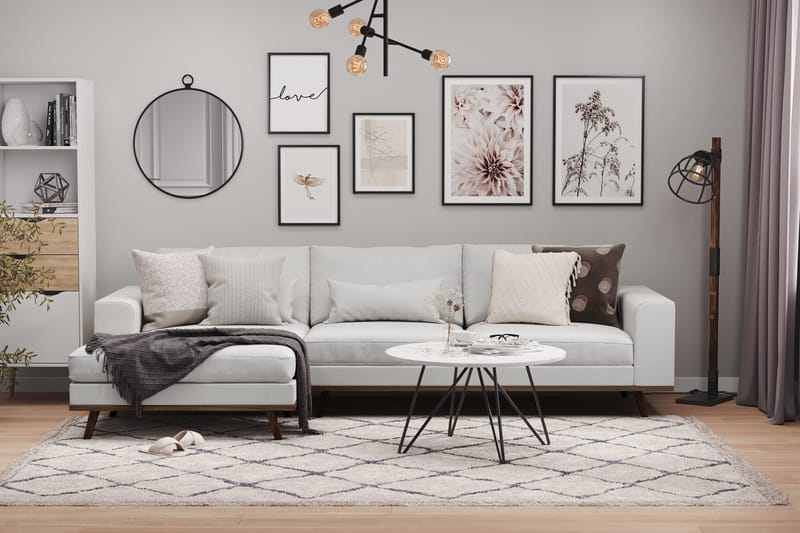 Copenhagen 4-seters Venstrevendt L-formet Divansofa i Stoff - Grå - Møbler - Sofaer - Sofa med sjeselong