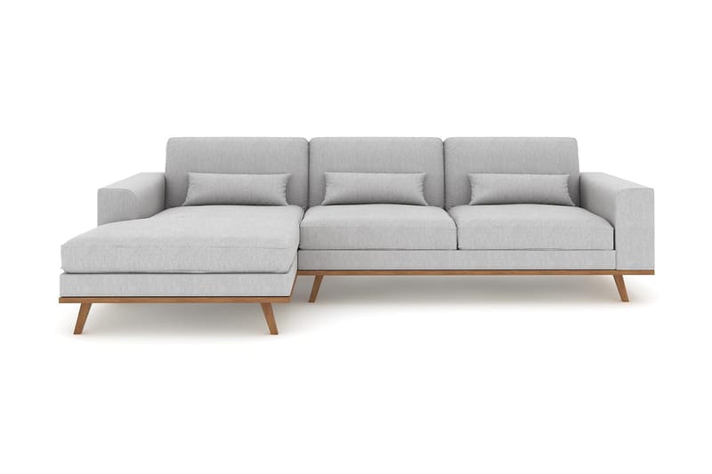 Copenhagen 4-seters Venstrevendt L-formet Divansofa i Stoff - Grå - Møbler - Sofaer - Sofa med sjeselong