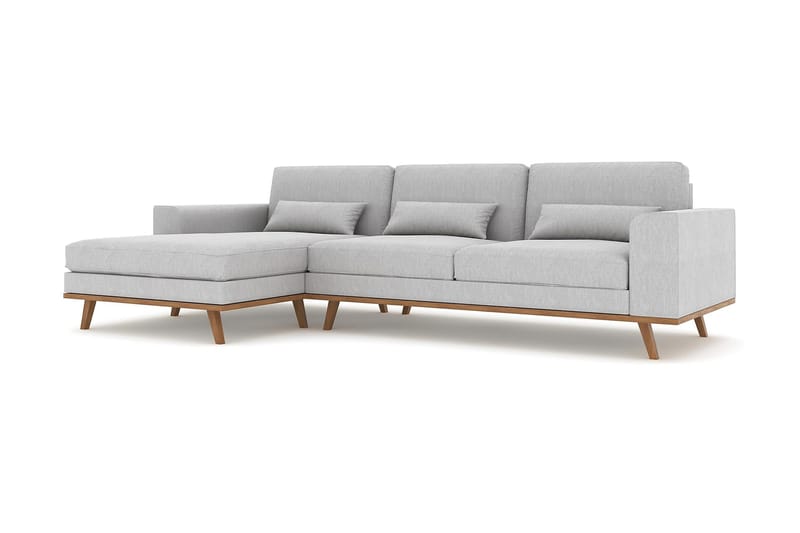 Copenhagen 4-seters Venstrevendt L-formet Divansofa i Stoff - Grå - Møbler - Sofaer - Sofa med sjeselong