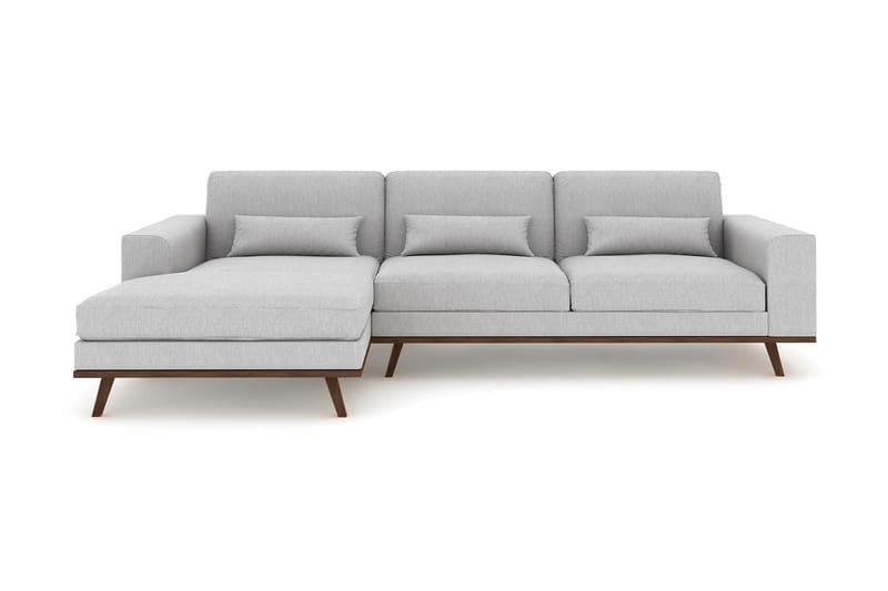 Copenhagen 4-seters Venstrevendt L-formet Divansofa i Stoff - Grå - Møbler - Sofaer - Sofa med sjeselong