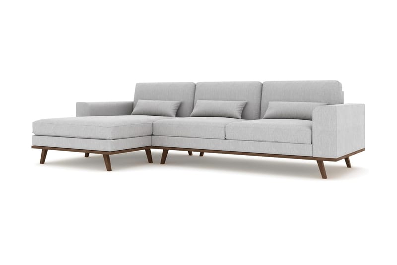 Copenhagen 4-seters Venstrevendt L-formet Divansofa i Stoff - Grå - Møbler - Sofaer - Sofa med sjeselong