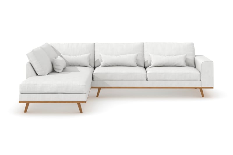 Copenhagen 4-seters Venstrevendt L-formet Divansofa i Stoff - Hvit - Møbler - Sofaer - Sofa med sjeselong