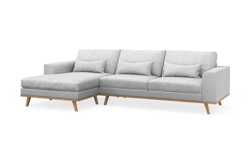 Copenhagen 4-seters Venstrevendt L-formet Divansofa i Stoff - Lys grå - Møbler - Sofaer - Sofa med sjeselong