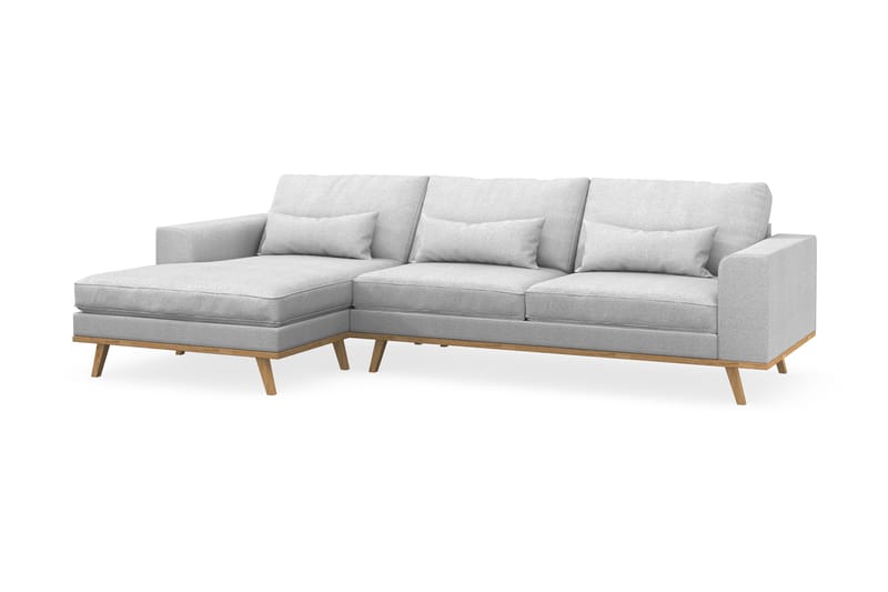 Copenhagen 4-seters Venstrevendt L-formet Divansofa i Stoff - Lys grå - Møbler - Sofaer - Sofa med sjeselong