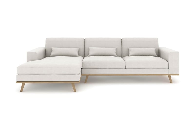Copenhagen 4-seters Venstrevendt L-formet Divansofa i Stoff - Lys grå - Møbler - Sofaer - Sofa med sjeselong