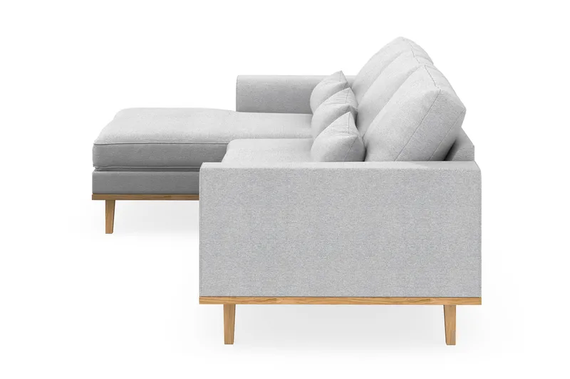 Copenhagen 4-seters Venstrevendt L-formet Divansofa i Stoff - Lys grå - Møbler - Sofaer - Sofa med sjeselong