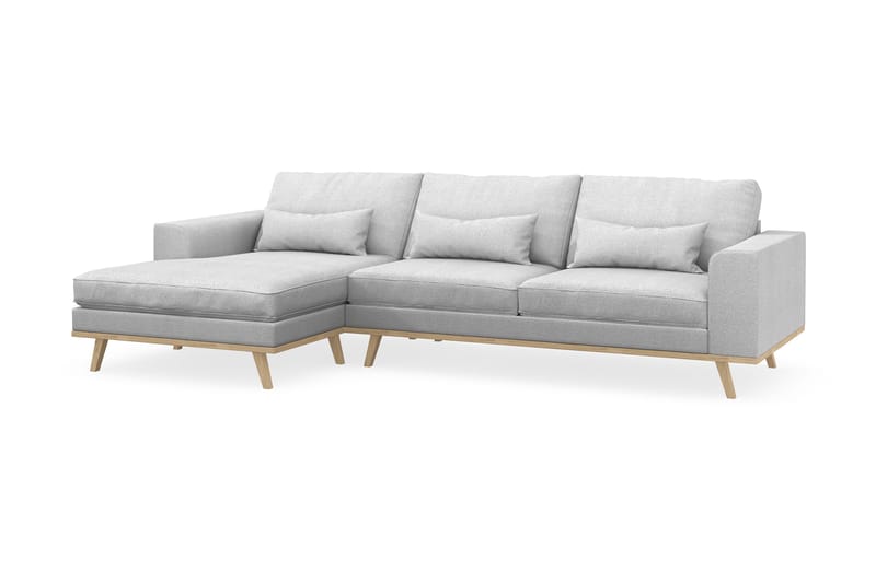 Copenhagen 4-seters Venstrevendt L-formet Divansofa i Stoff - Lys grå - Møbler - Sofaer - Sofa med sjeselong