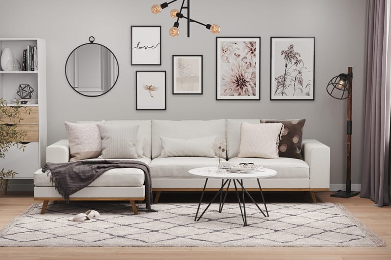 Copenhagen 4-seters Venstrevendt L-formet Divansofa i Stoff - Lys grå - Møbler - Sofaer - Sofa med sjeselong